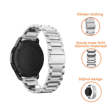 Strap-it® Strap-it Samsung Gear Sport titanium bandje (zilver) Strap-it® Strap-it Samsung Gear Sport titanium bandje (zilver)