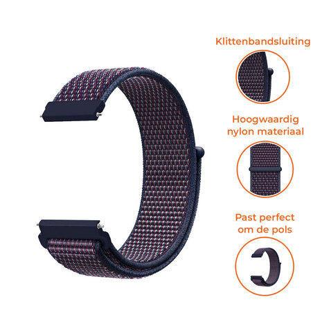 Garmin Venu 2 nylon band 45mm paars blauw Smartwatchbanden
