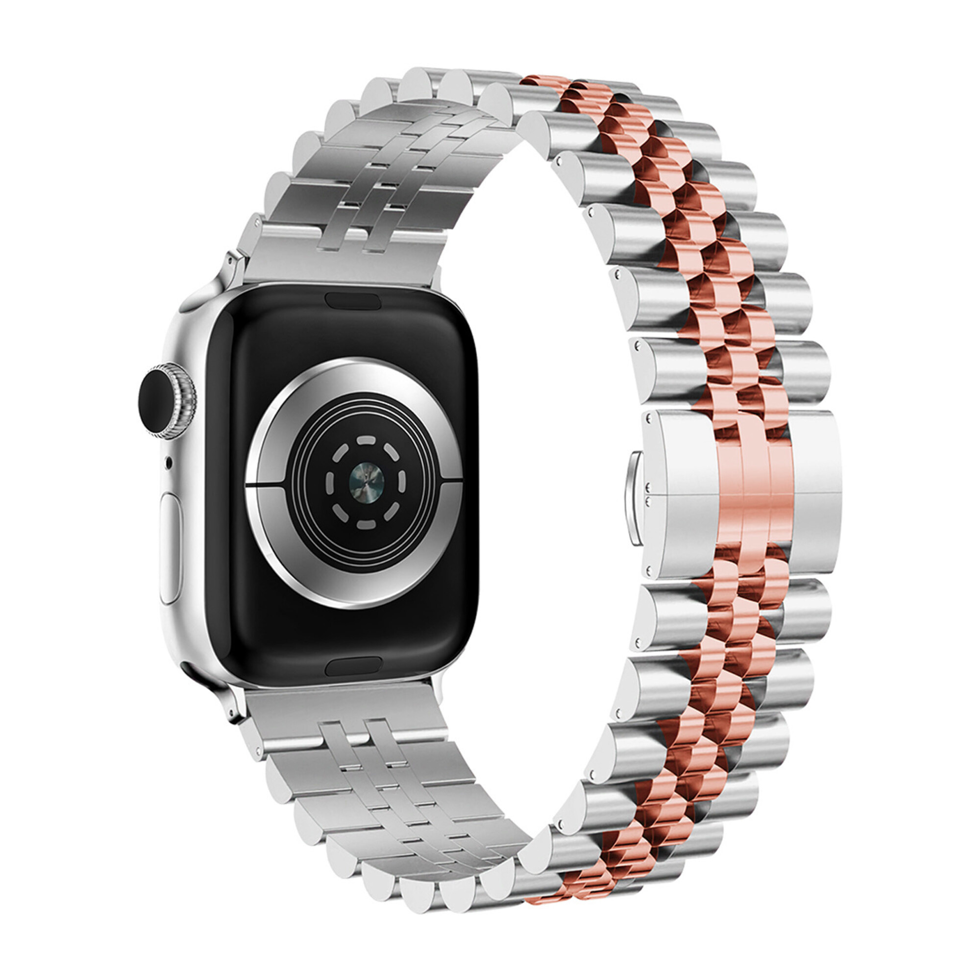 Apple Watch Jubilee stalen band (zilver/rosé goud) Smartwatchbanden.nl