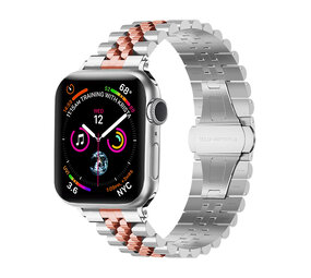 Strap-it® Apple Watch Jubilee stalen band (zilver/rosé goud)