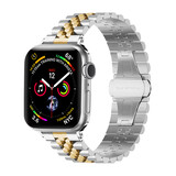 Strap-it® Apple Watch Jubilee stalen band (zilver/goud)