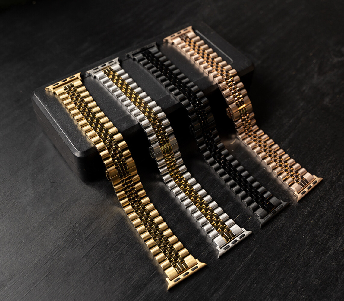 Strap-it® Strap-it Apple Watch 8 Jubilee stalen band (goud)