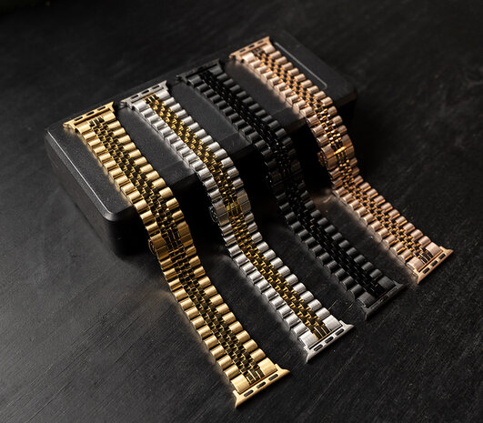 Strap-it® Strap-it Apple Watch 8 Jubilee stalen band (zilver/goud)