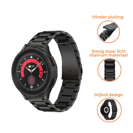 Strap-it® Strap-it Samsung Galaxy Watch 5 Pro titanium bandje (zwart)