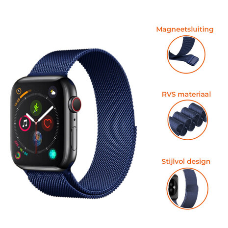 Strap-it® Strap-it Apple Watch Ultra Milanese band (blauw)