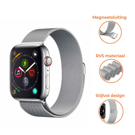 Strap-it® Strap-it Apple Watch Ultra Milanese band (zilver)
