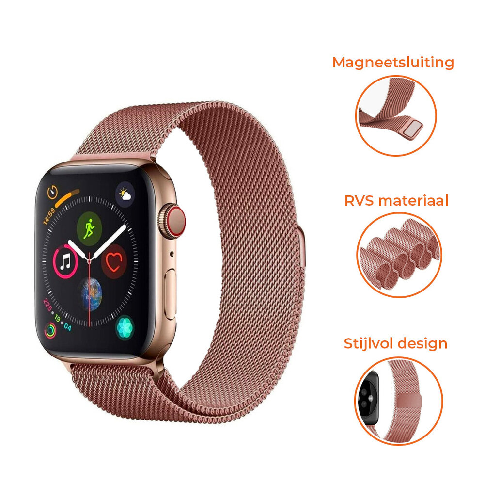 Strap-it® Strap-it Apple Watch 8 Milanese band (rosé) Strap-it® Strap-it Apple Watch 8 Milanese band (rosé)