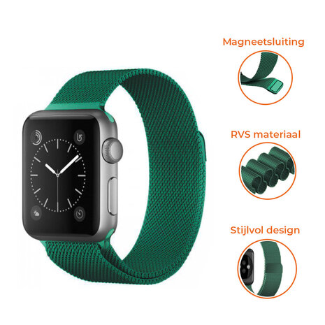 Strap-it® Strap-it Apple Watch Milanese  band (groen)