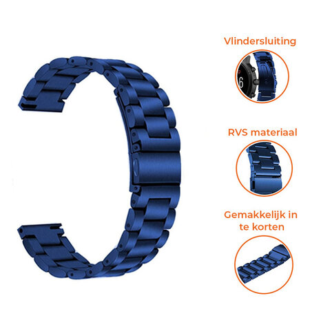 Strap-it® Strap-it Samsung Galaxy Watch 3 stalen band 41mm (blauw)