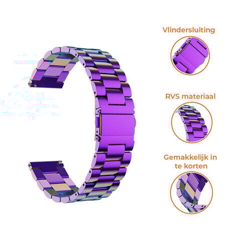 Strap-it® Strap-it Amazfit GTS 2 stalen band (regenboog)