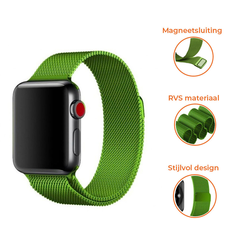 Strap-it® Strap-it Apple Watch 8 Milanese band (lichtgroen)