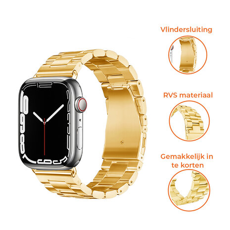 Apple Watch 8 stalen band goud Smartwatchbanden