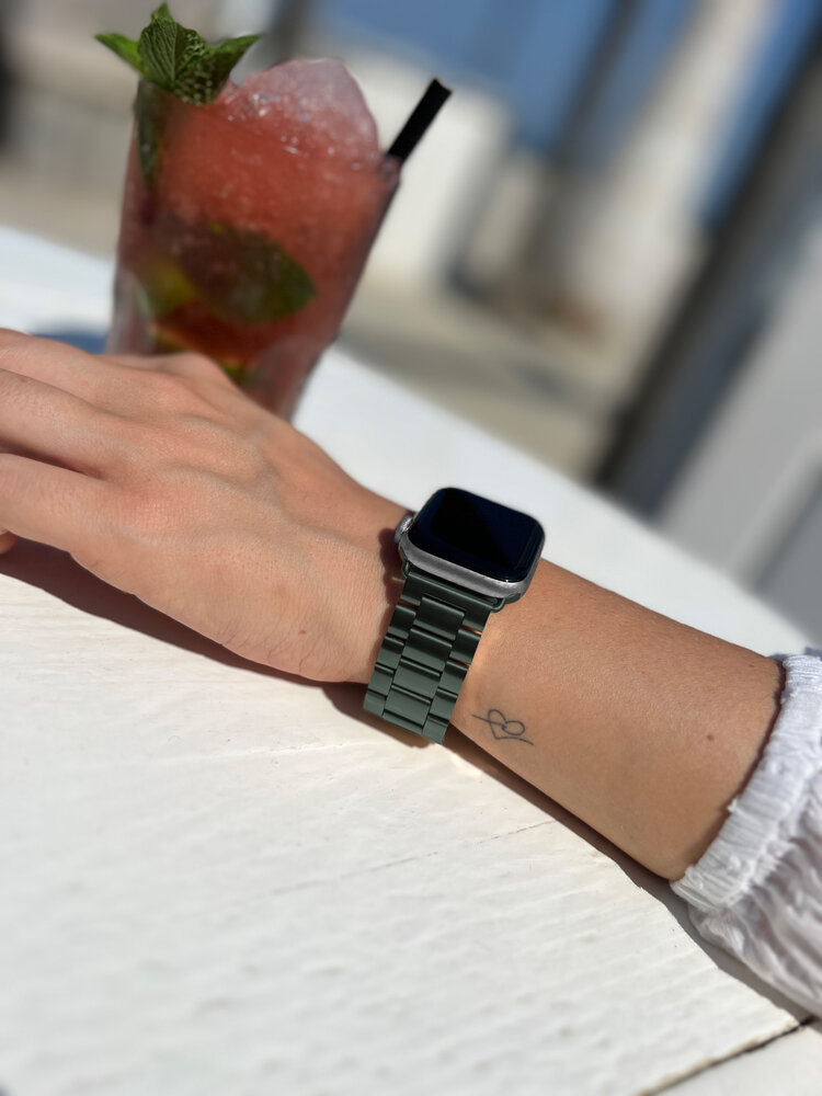 Strap-it® Strap-it Apple Watch stalen band (donkergroen)