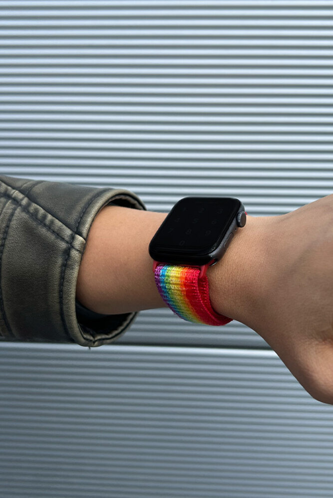 Apple Watch 8 nylon bandje regenboog Smartwatchbanden
