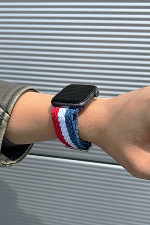 Strap-it® Strap-it Apple Watch verstelbaar geweven nylon bandje (rood/wit/blauw) Strap-it® Strap-it Apple Watch verstelbaar geweven nylon bandje (rood/wit/blauw)