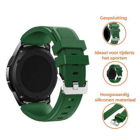 Strap-it® Strap-it Amazfit GTR 3 (Pro) siliconen bandje  (legergroen)