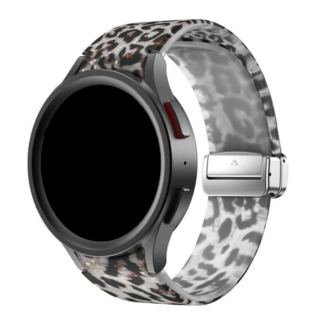 Strap-it® Strap-it Clear Leopard Samsung Galaxy Watch 6 Classic 43mm magnetisch bandje Strap-it® Strap-it Clear Leopard Samsung Galaxy Watch 6 Classic 43mm magnetisch bandje