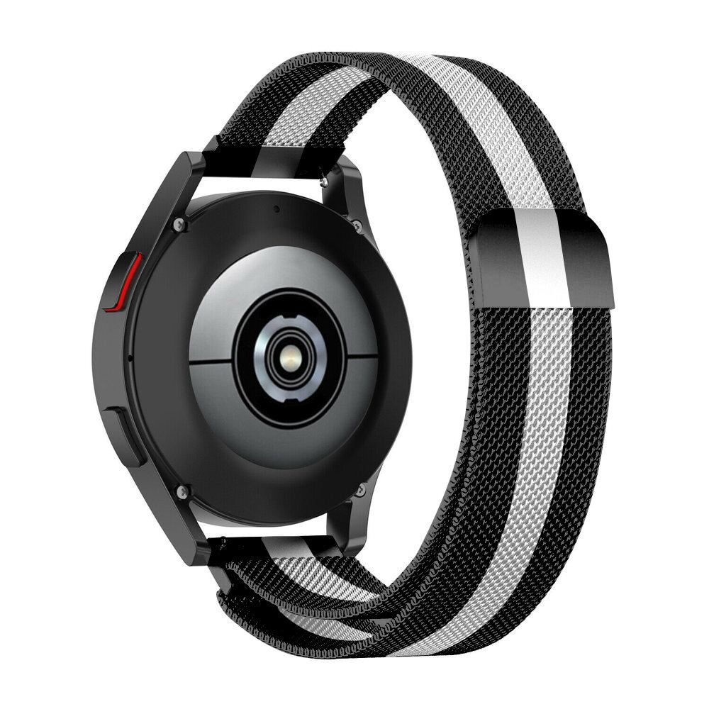 Strap-it® Strap-it Samsung Galaxy Watch 6 - 40mm Milanese band (zwart/wit) Strap-it® Strap-it Samsung Galaxy Watch 6 - 40mm Milanese band (zwart/wit)