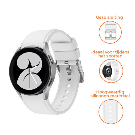 Strap-it® Strap-it Samsung Galaxy Watch 6 - 40mm siliconen band perfect fit (wit)