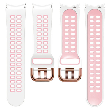 Strap-it® Strap-it Samsung Galaxy Watch 6 - 40mm sport square bandje (wit/roze) Strap-it® Strap-it Samsung Galaxy Watch 6 - 40mm sport square bandje (wit/roze)