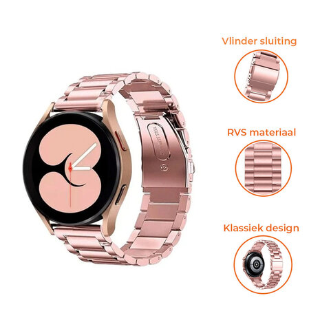 Strap-it® Strap-it Samsung Galaxy Watch 6 - 40mm stalen band (roze)