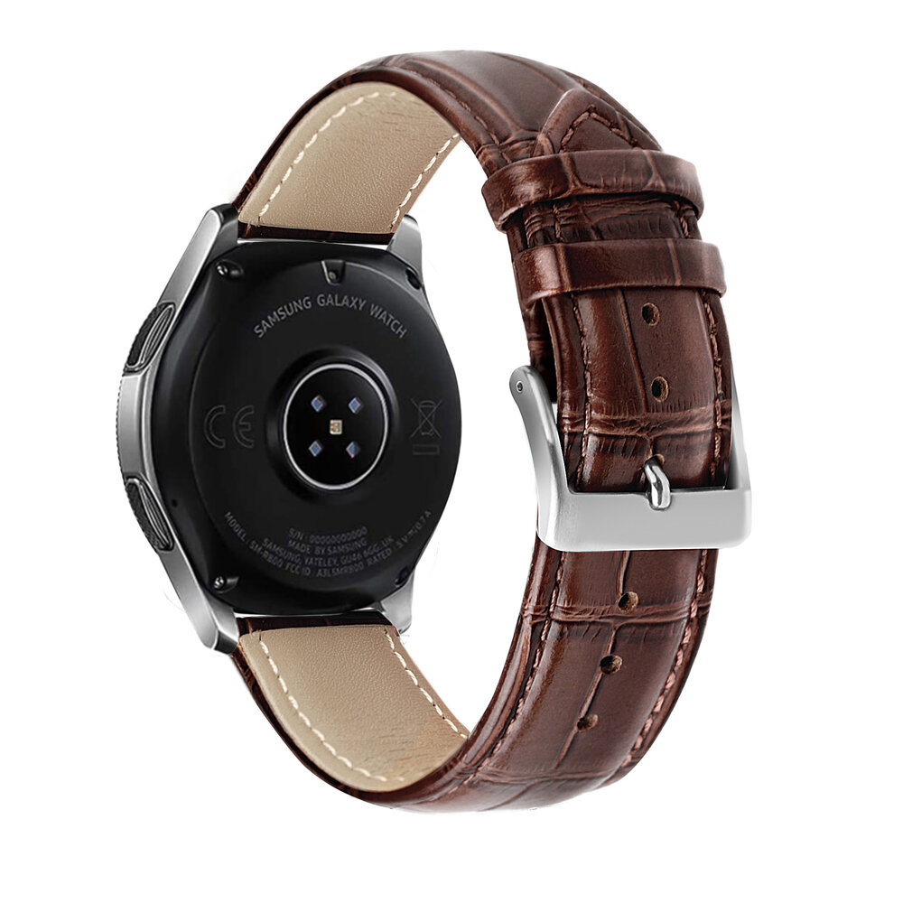 Strap-it® Strap-it Samsung Galaxy Watch 6 - 44mm leather crocodile grain band (bruin) Strap-it® Strap-it Samsung Galaxy Watch 6 - 44mm leather crocodile grain band (bruin)