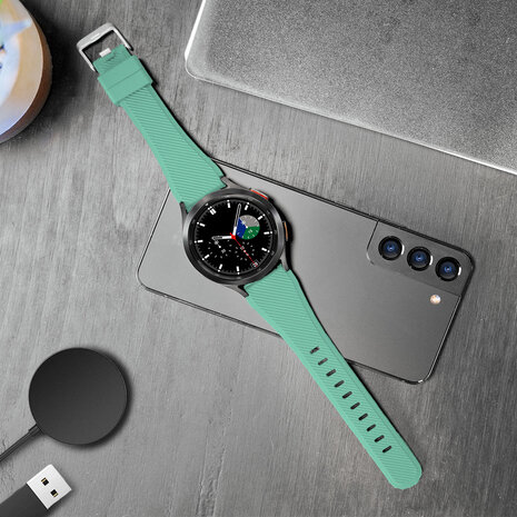 Strap-it® Strap-it Samsung Galaxy Watch 6 - 44mm siliconen bandje (aqua)