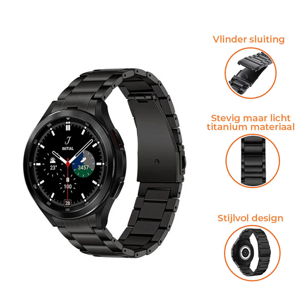 Strap-it® Strap-it Samsung Galaxy Watch 6 - 44mm titanium bandje (zwart)