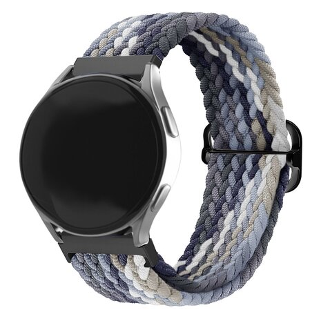 Strap-it® Strap-it Samsung Galaxy Watch 6 - 44mm verstelbaar geweven bandje (zwart/wit)