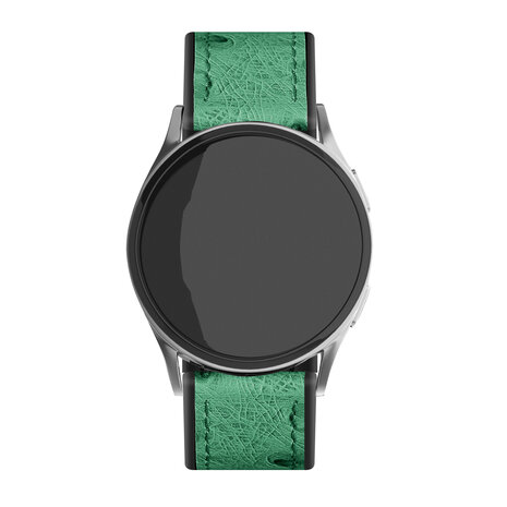 Strap-it® Strap-it Samsung Galaxy Watch 6 Classic 43mm leren hybrid bandje (groen)