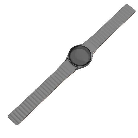 Strap-it® Strap-it Samsung Galaxy Watch 6 Classic 43mm magnetisch siliconen bandje (grijs/oranje)