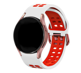 Strap-it® Samsung Galaxy Watch 6 Classic 43mm sport square bandje (wit/rood)