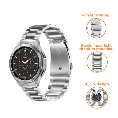 Strap-it® Strap-it Samsung Galaxy Watch 6 Classic 43mm titanium bandje (zilver)