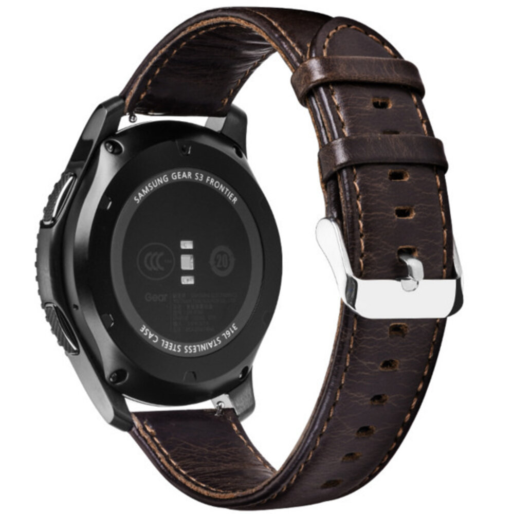 Strap-it® Strap-it Samsung Galaxy Watch 6 Classic 47mm leren bandje (donkerbruin)