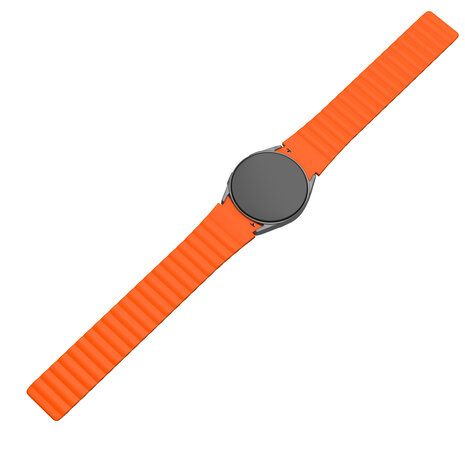 Strap-it® Strap-it Samsung Galaxy Watch 6 Classic 47mm magnetisch siliconen bandje (grijs/oranje)