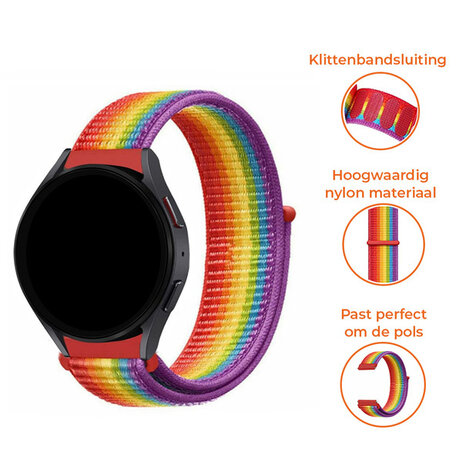 Strap-it® Strap-it Samsung Galaxy Watch 6 Classic 47mm nylon band (regenboog) Strap-it® Strap-it Samsung Galaxy Watch 6 Classic 47mm nylon band (regenboog)
