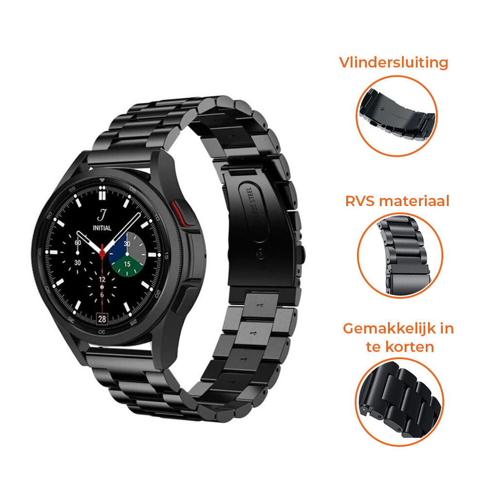 Strap-it® Strap-it Samsung Galaxy Watch 6 Classic 47mm stalen band (zwart) Strap-it® Strap-it Samsung Galaxy Watch 6 Classic 47mm stalen band (zwart)