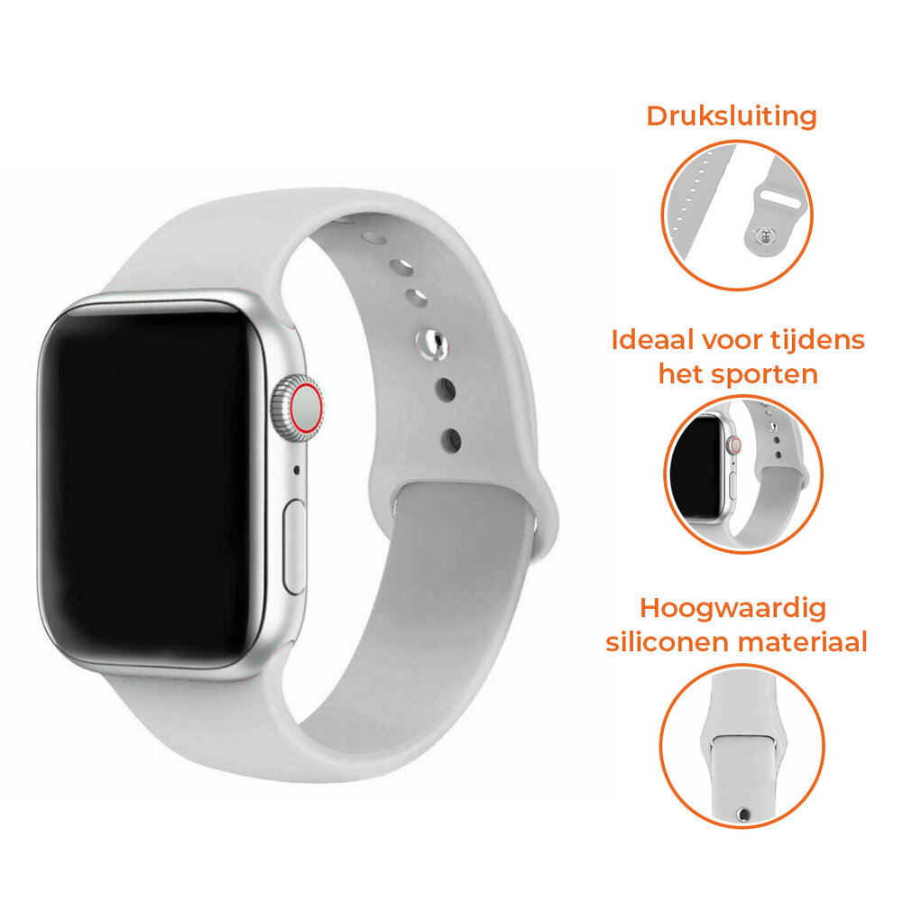 Strap-it® Strap-it Apple Watch 8 silicone band (grijs)