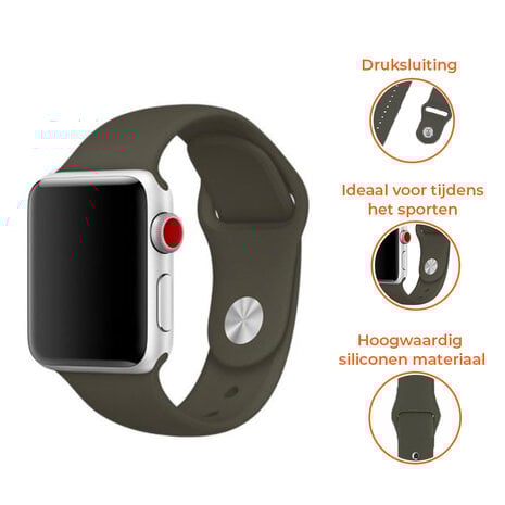 Strap-it® Strap-it Apple Watch 8 silicone band (donkergroen)