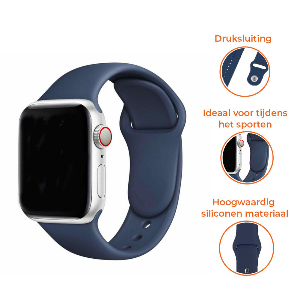 Strap-it® Strap-it Apple Watch 6 silicone band (donkerblauw)