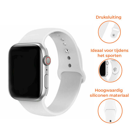 Strap-it® Strap-it Apple Watch SE silicone band (wit)