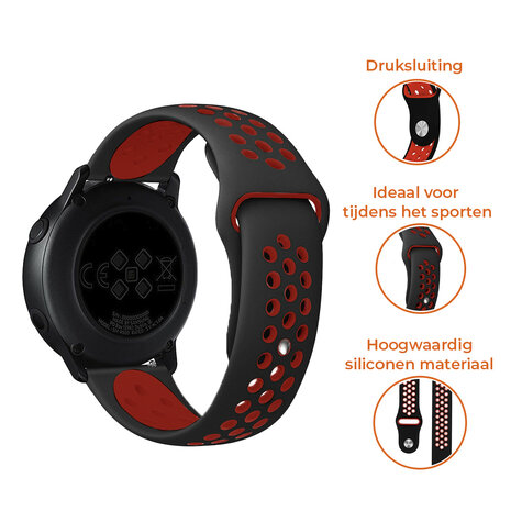 Strap-it® Strap-it Huawei Watch GT 2 Pro sport band (zwart/rood)