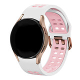 Strap-it® Samsung Galaxy Watch 6 - 40mm sport square bandje (wit/roze)