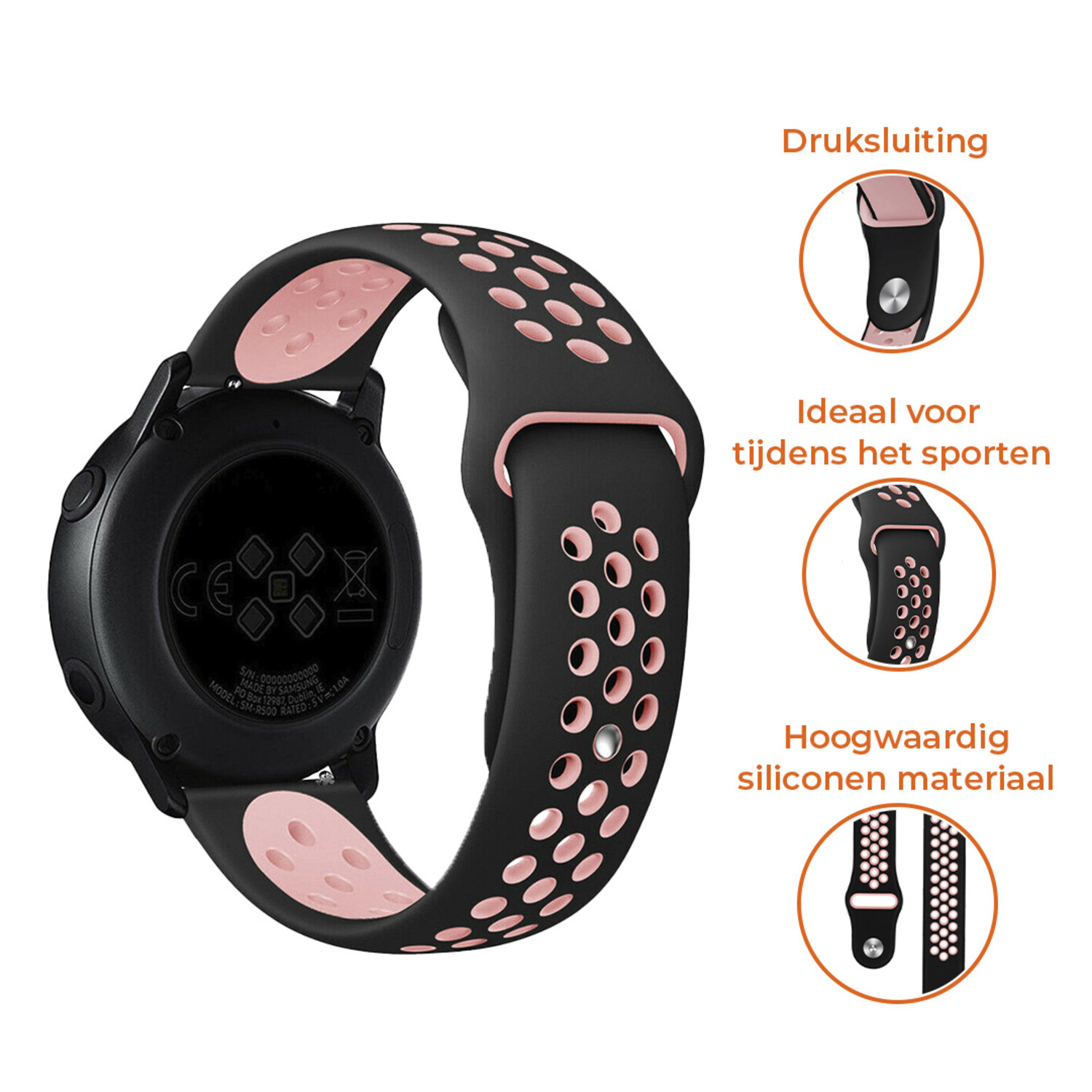 Garmin Vivoactive 4s sport band zwart roze Smartwatchbanden