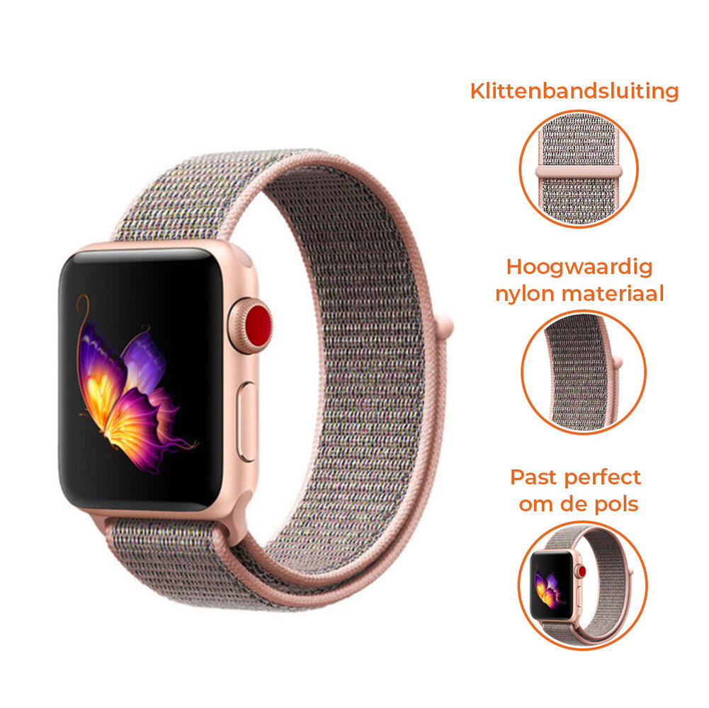 Strap-it® Strap-it Apple Watch Ultra nylon bandje (pink sand)