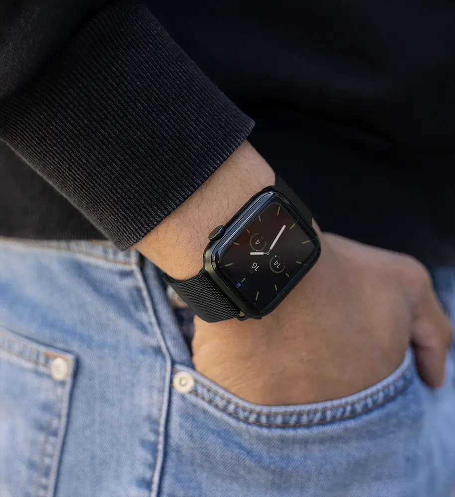 Apple Watch 8 Milanese band zwart Smartwatchbanden
