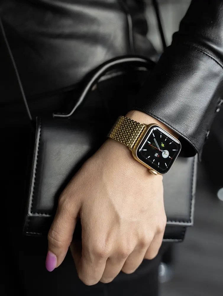 Strap-it® Strap-it Apple Watch luxe metalen mesh bandje (goud)