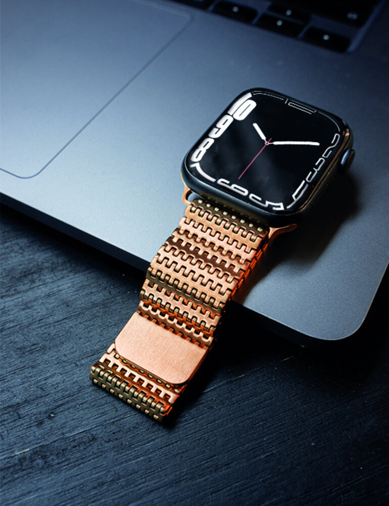 Strap-it® Strap-it Apple Watch luxe metalen mesh bandje (rosé goud)
