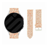 Strap-it® Samsung Galaxy Watch 6 Classic 43mm leren glitter bandje (rosé goud)