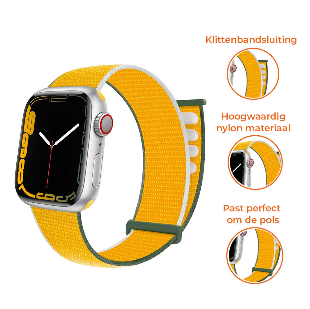 Strap-it® Strap-it Apple Watch Ultra nylon loop bandje (geel) Strap-it® Strap-it Apple Watch Ultra nylon loop bandje (geel)